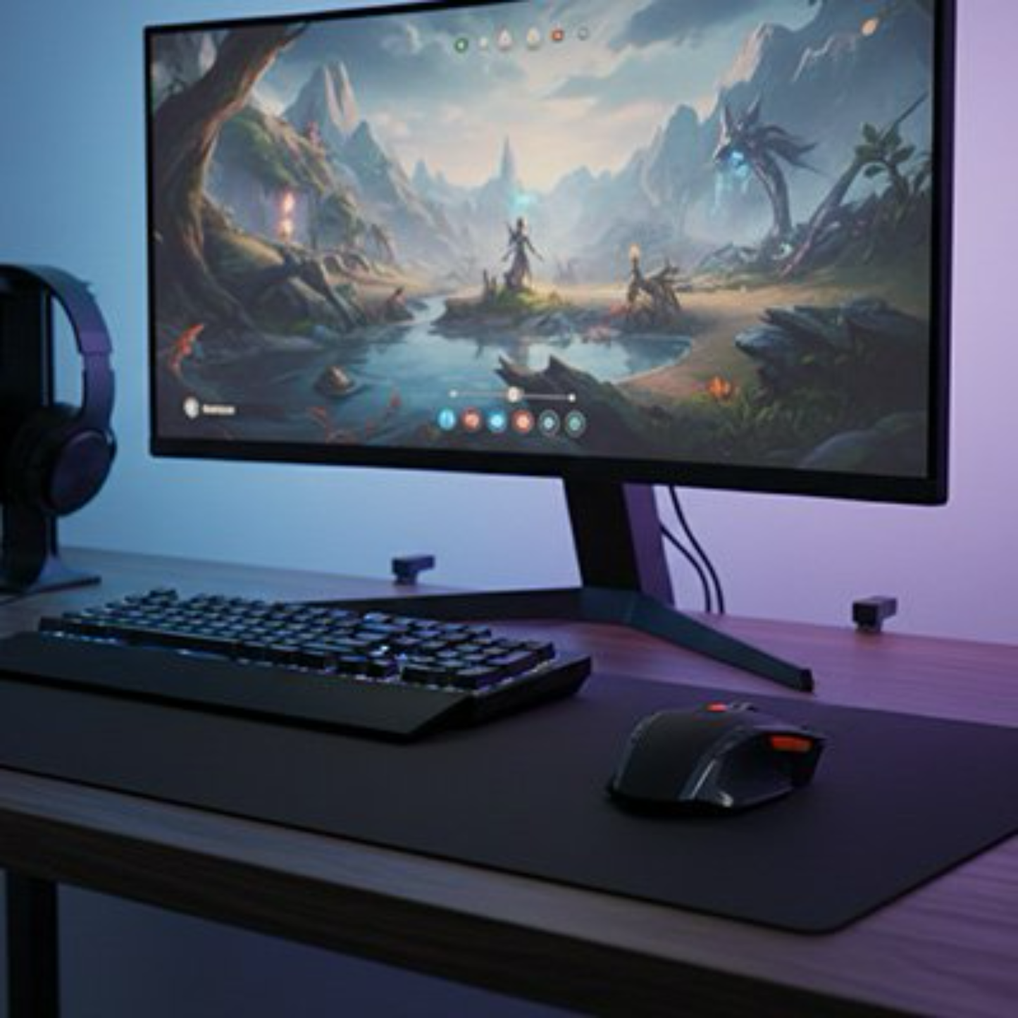 souris ergonomique gamer noire devant clavier