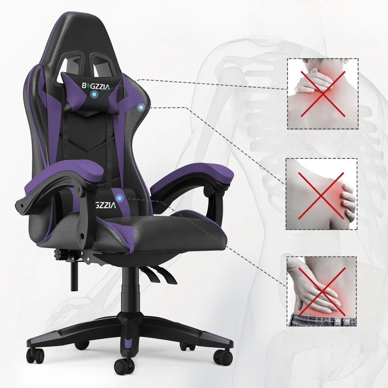 Chaises de bureau - OfficeGamingChair™ - Violet - Mon bureau, mon confort