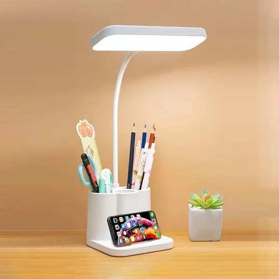 lampe de bureau leds avec support téléphone portable