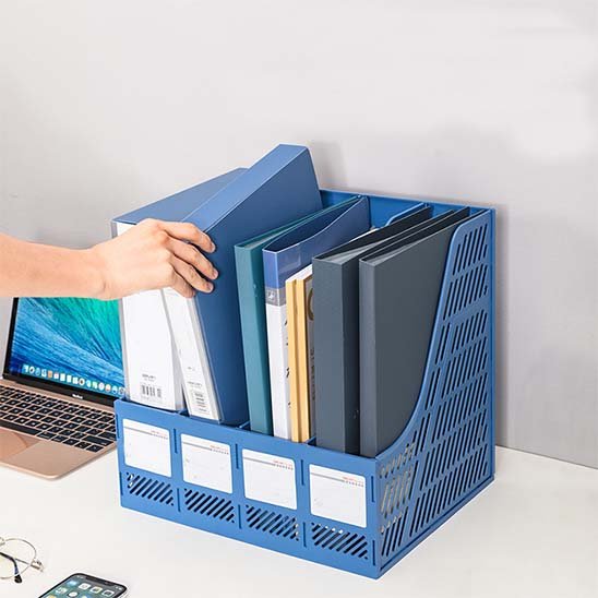 rangement pour bureau couleur bleue compatible tous documents 