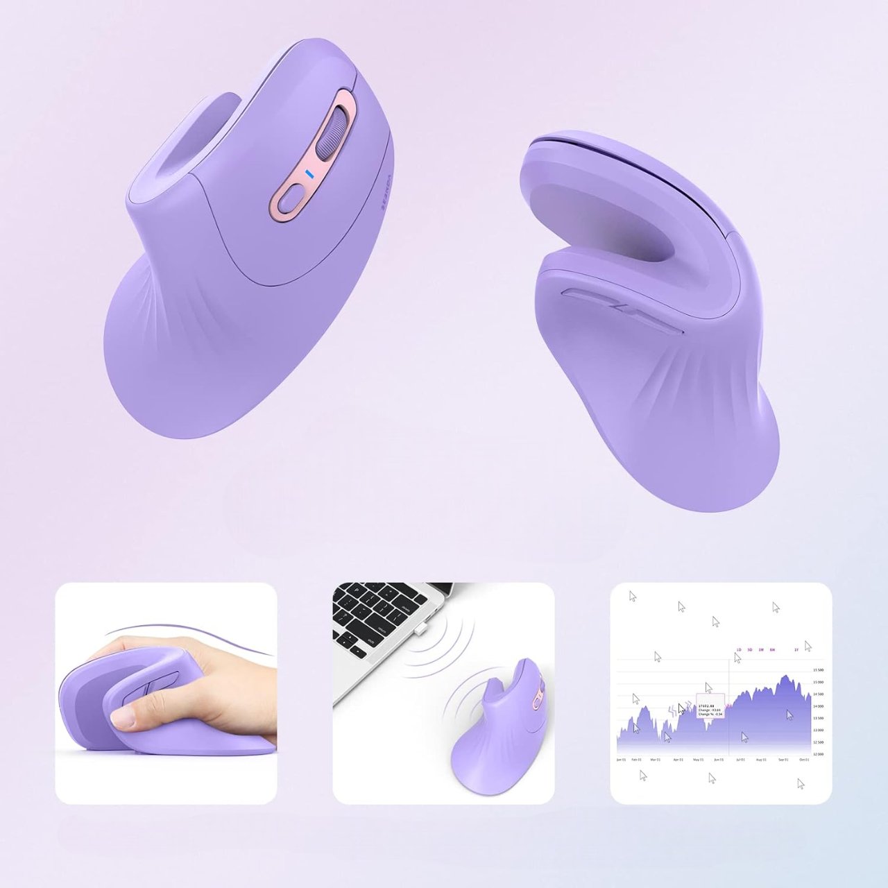 Souris ergonomique verticale - VioMatic™ - Violet - Mon bureau, mon confort