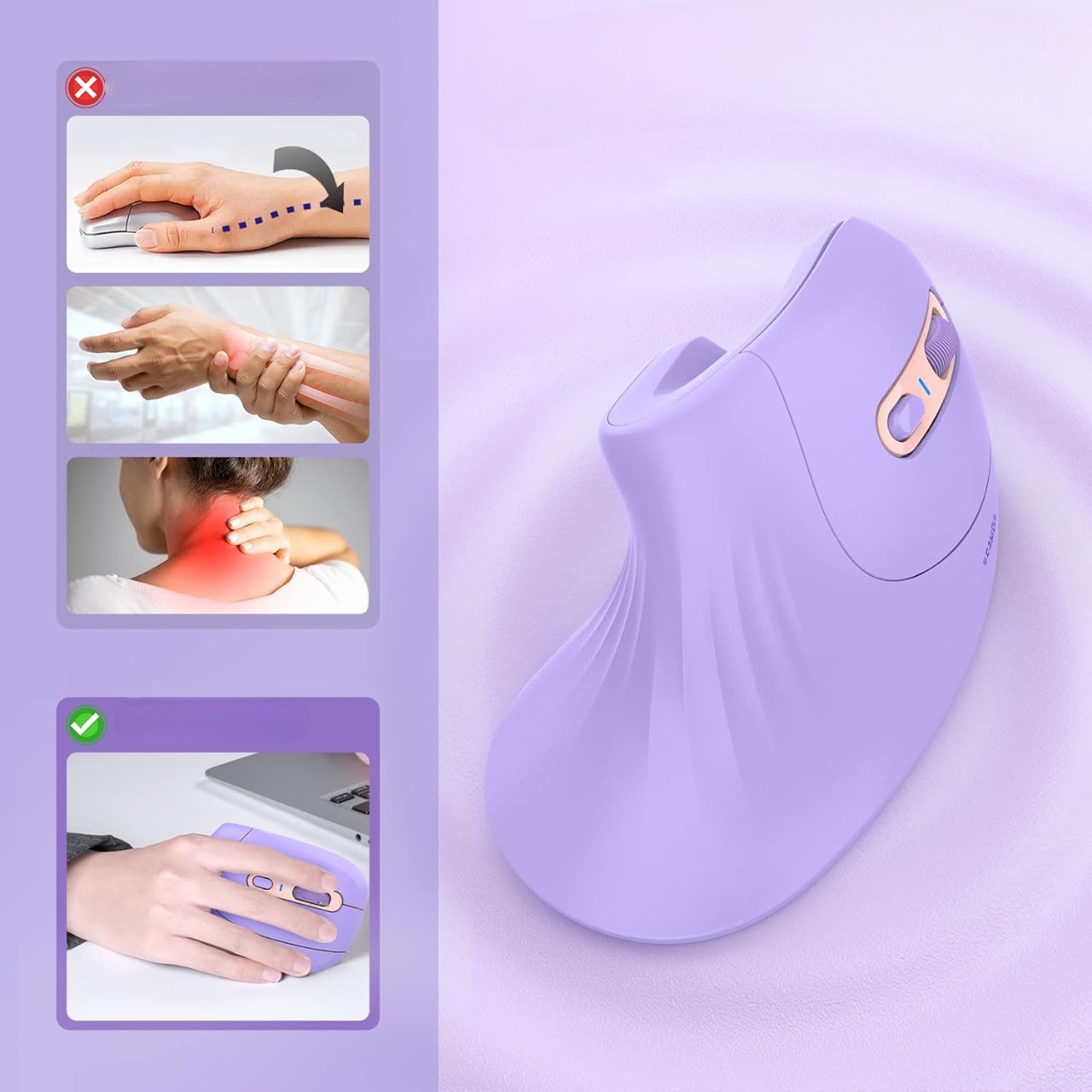 Souris ergonomique verticale - VioMatic™ - Violet - Mon bureau, mon confort