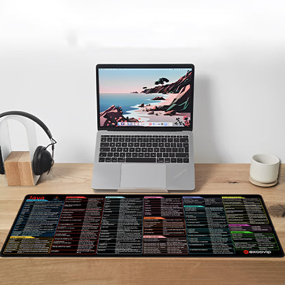 tapis de souris Java devant ordinateur sur bureau marron